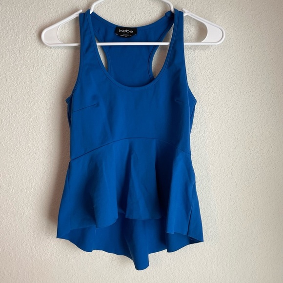 Bebe Y2K Royal Blue Peplum Tank Top size S - Picture 1 of 6